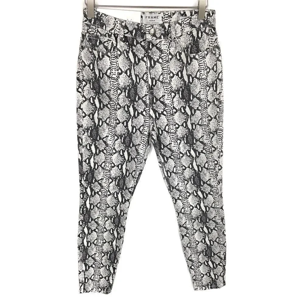 Frame Gris Multi Grey Python Ali High Rise Cigarette Jeans 27 NWT - Picture 7 of 7